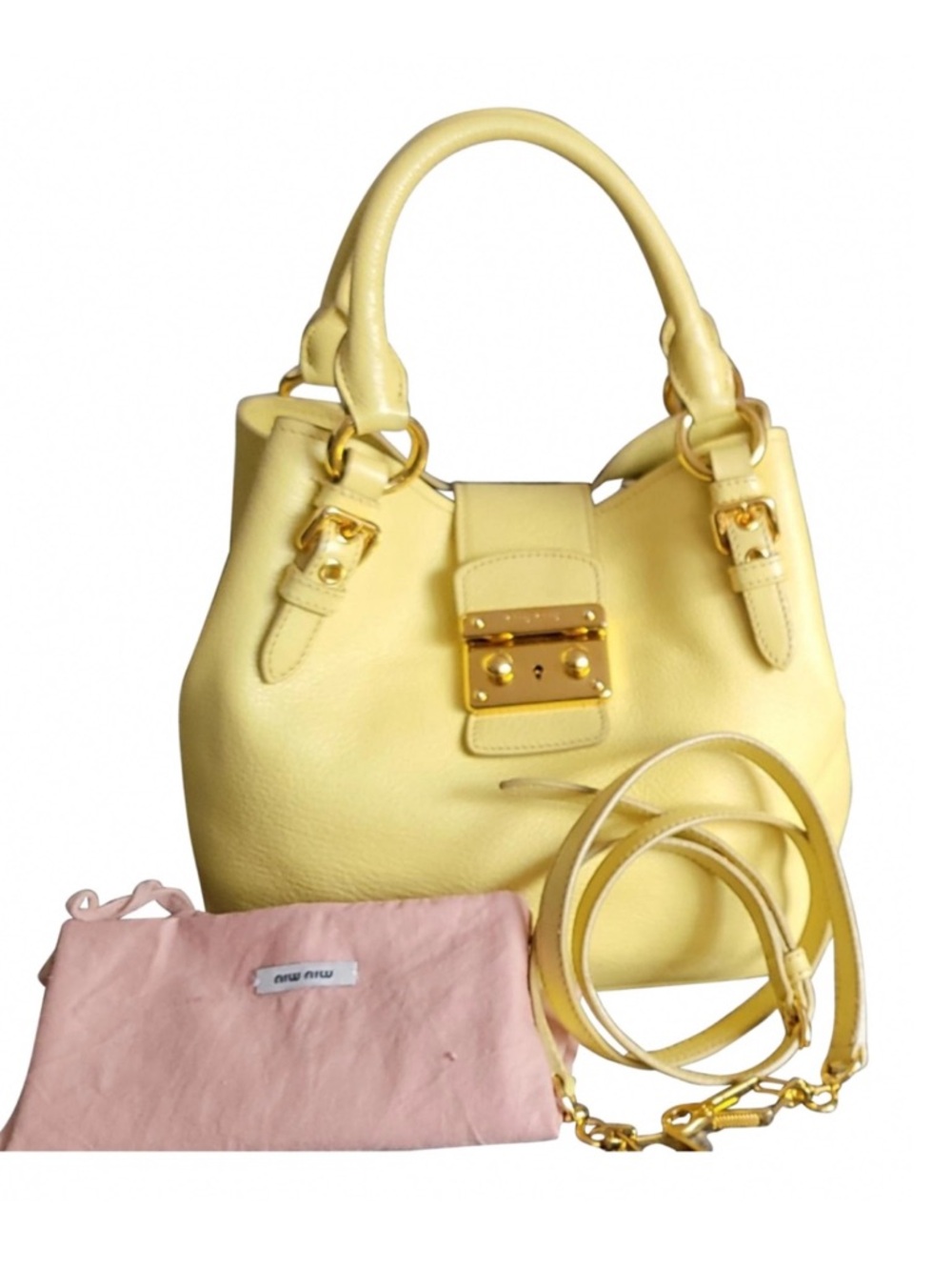 Authentic MIU MIU Yellow Satchel Crossbody 2Way Bag
